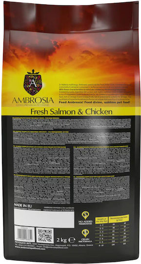 Ambrosia Fresh Salmon & Chicken Adult Mini Breeds 6kg Hrană Uscată fără Cereale pentru Câini Adulţi de Rase Mici cu Pui și Somon