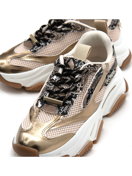 Possession E Γυναικεία Chunky Sneakers Μαύρο-μπεζ-χρυσό