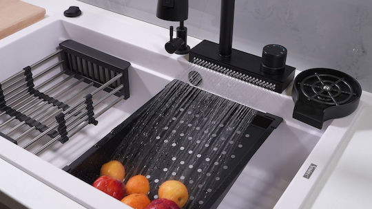 Sanitec Drop-In Spüle aus Verbundgranulat B79xT50cm Schwarz