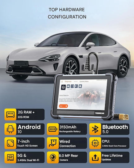 Tester Auto Profesional Thinkscan 672 Obd2 Scanner Diagnostic 28 Resetări Sistem Diagnosticare Completă Testare Bi Activă Compatibil Canfd Ecran Color Negru Galben