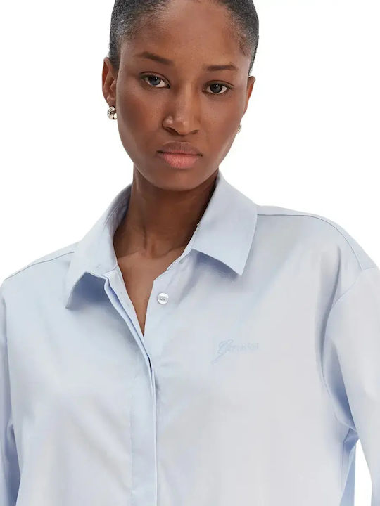 Langärmelig Damen Denim Hemd Blue