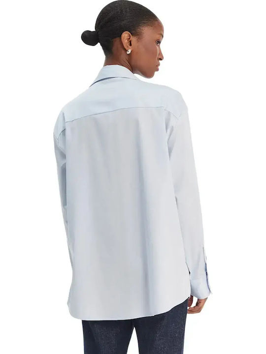 Langärmelig Damen Denim Hemd Blue