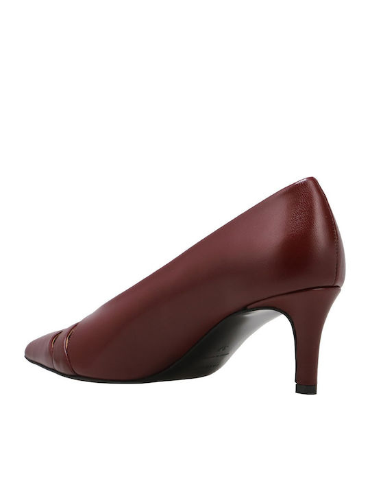 Leder Pumps mit mittelhohem Absatz Burgundisch
