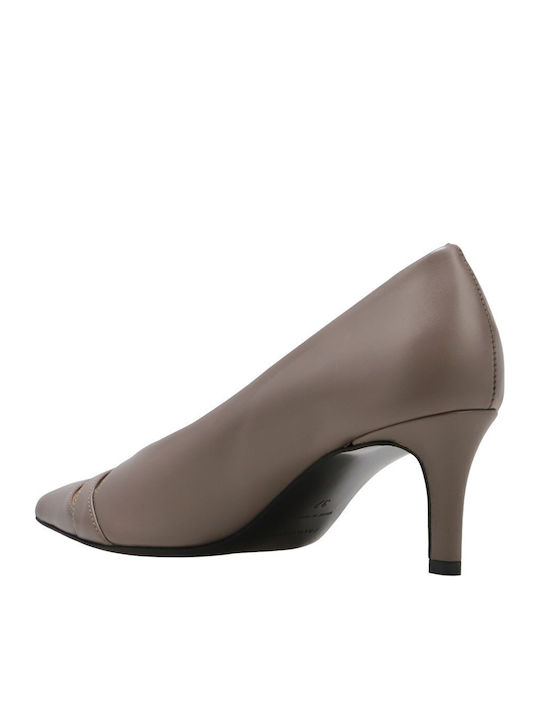 Leather Brown Medium Heels