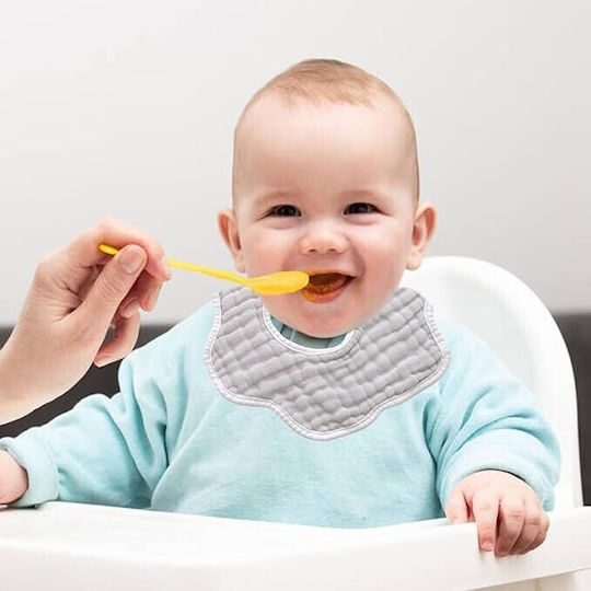 Baby Lätzchen aus 100% Baumwolle mit Verschlussart mit Taste Weiß