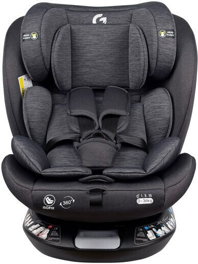 Fun Baby G Детско Столче за Кола i-Размер с Isofix Black Grey 0-36 кг