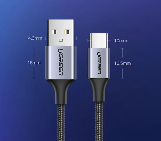 Ugreen Us288 Braided USB 2.0 Cable USB-C male - USB-A 15W Μαύρο 1.5m 60127