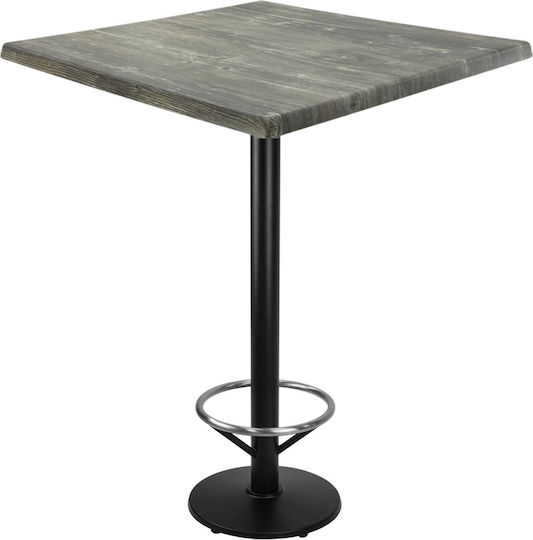 Τετράγωνο Μπαρ Pine, Black 80x80x112εκ.
