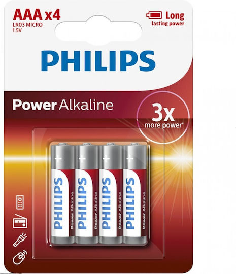 Philips Power Αλκαλικές Μπαταρίες AAA 1.5V 4τμχ