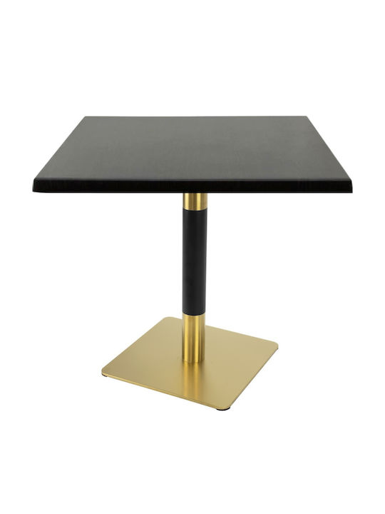 Masa Pătrată Bar Din Lemn Cu Ramă Metalică Wenge, Aurie/Neagră 80x80x74 cm