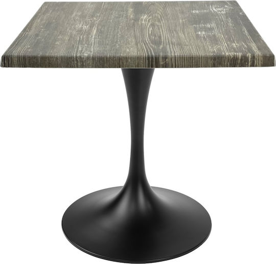 Τετράγωνο Μπαρ Pine, Black 70x70x74εκ.