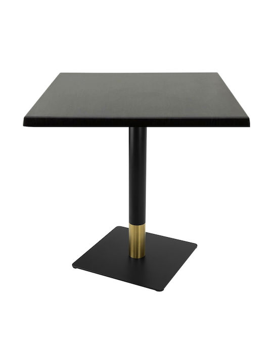 Masă Pătrată Bar Din Lemn Cu Ramă Metalică Wenge Negru Auriu 80x80x74cm