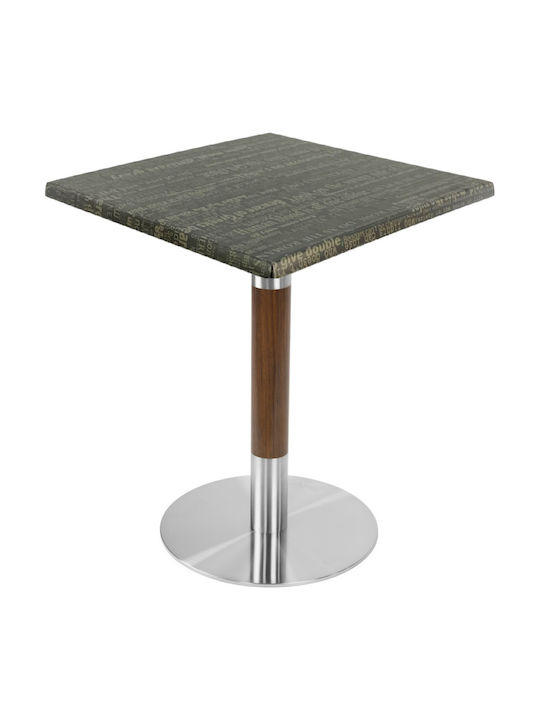 Masa Pătrată Bar Din Lemn Cu Ramă Metalică Gri Graphite 70x70x74cm