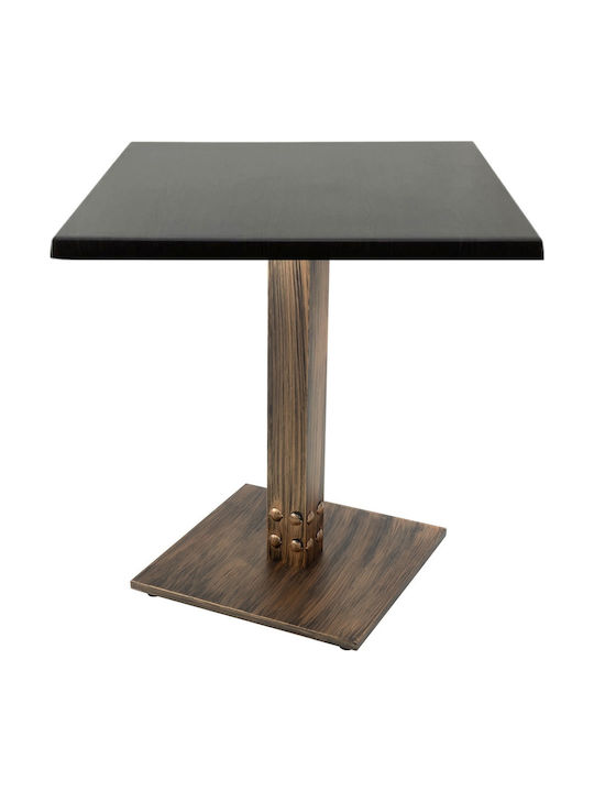 Masa Pătrată Bar Din Lemn Cu Ramă Metalică Wenge Vintage Bronz 70x70x74cm