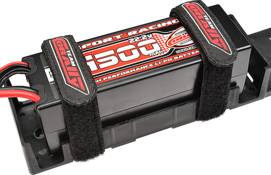 Team Corally Pro Battery Straps 250x20mm Metal Buckle Silicone Anti-slip Strings Black 2 Pcs Team Corally