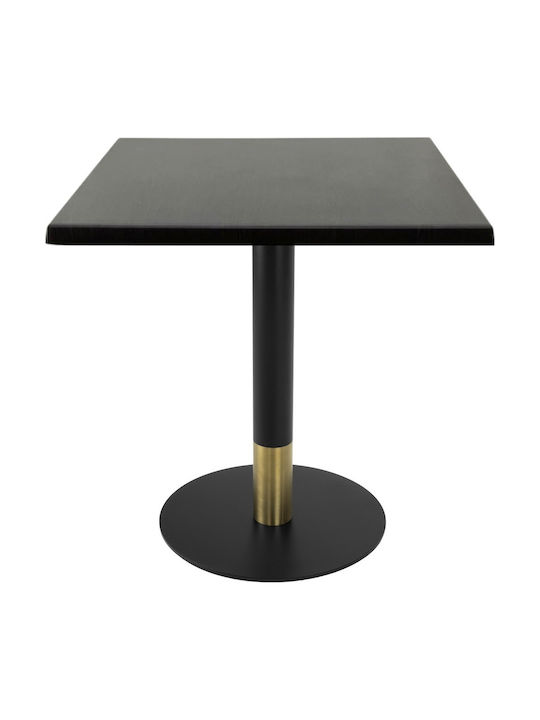 Masă Pătrată Bar Din Lemn Cu Ramă Metalică Negru/Auriu 70x70x74cm