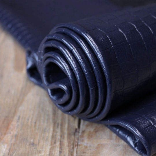 Κροκό Δέρμα Crs002 Μοσχάρι Σταμπωτό Navy 2.40–2.60m²
