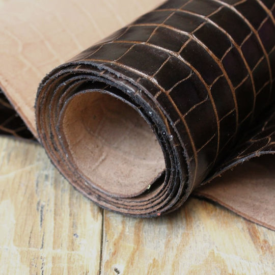 Κροκό Δέρμα Cr01 Μοσχάρι Σταμπωτό Καφέ T.moro 1.90–2.10m²