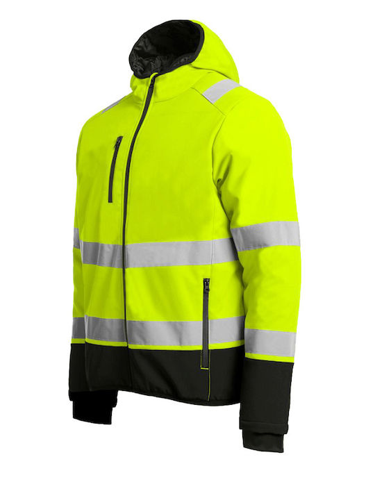 Stenso Reef Pad Work Jacket Reflective Softshell Cold with Fleece Lining and with Hood Yellow