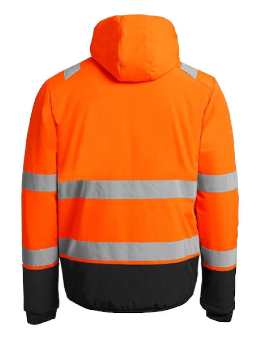 Stenso Reef Pad Work Jacket Reflective Softshell Cold with Fleece Lining and with Hood Orange