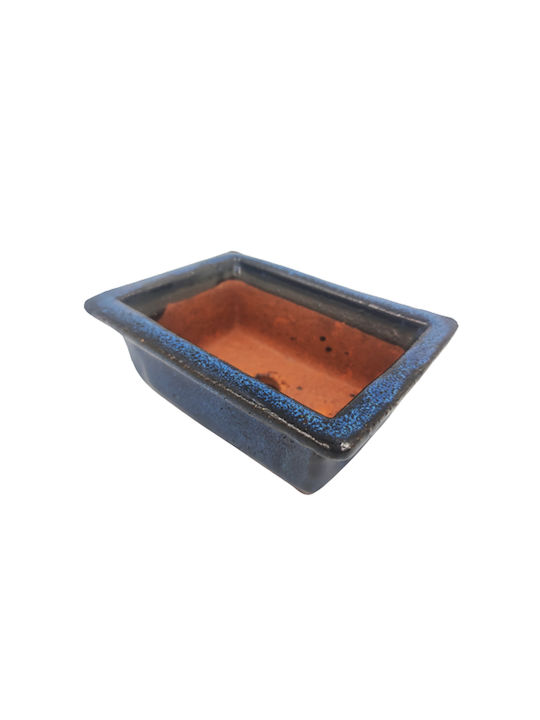 Elburg Smit Γλάστρα Πήλινη Σκούρο Μπλε με Πιάτο 12x8.5x5εκ.