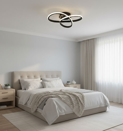 Home Lighting Πλαφονιέρα Οροφής 25εκ. Μαύρη με Ενσωματωμένο LED