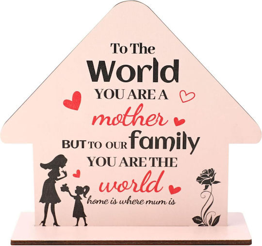 Wooden Plaque Mom House Shape English Inscriptions 21x19 Cm