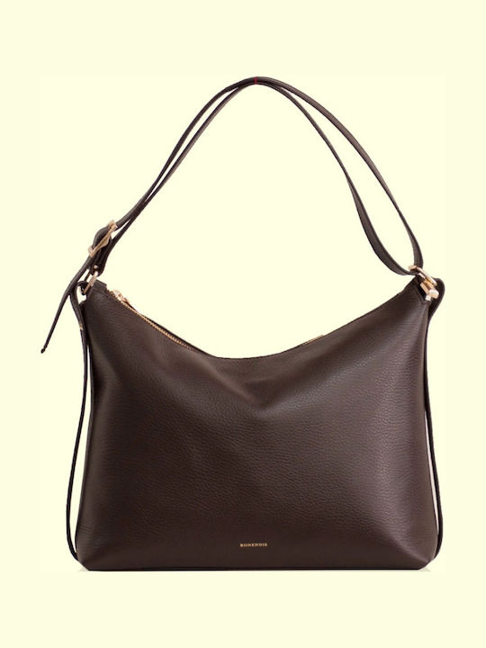 Δερμάτινη Γυναικεία Τσάντα Ώμου Dark Brown