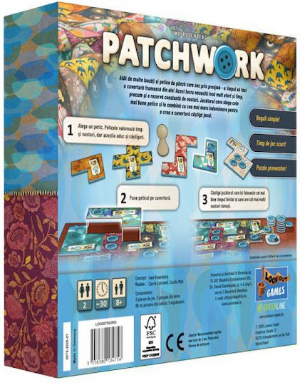 Joc de Societate Patchwork pentru 2 Jucători 8+ Ani