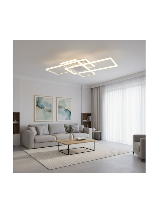GloboStar Quadra Ceiling Mount Light 105cm White with Integrated LED and Remote Control