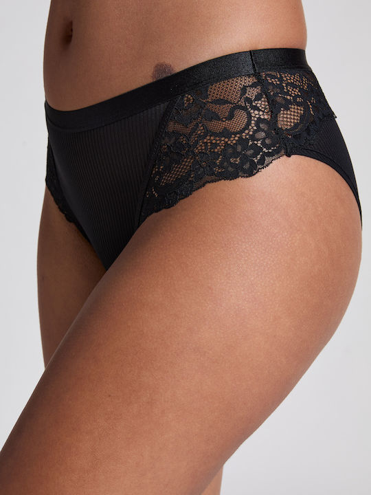 Kaiden High-waisted Women's Brazil with Lace Black