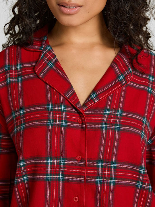 Hunkemöller Χειμερινή Γυναικεία Μπλούζα Πιτζάμας Flannel