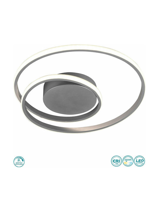 Trio Lighting Zibal Πλαφονιέρα Οροφής 39εκ. Γκρι με Ενσωματωμένο LED
