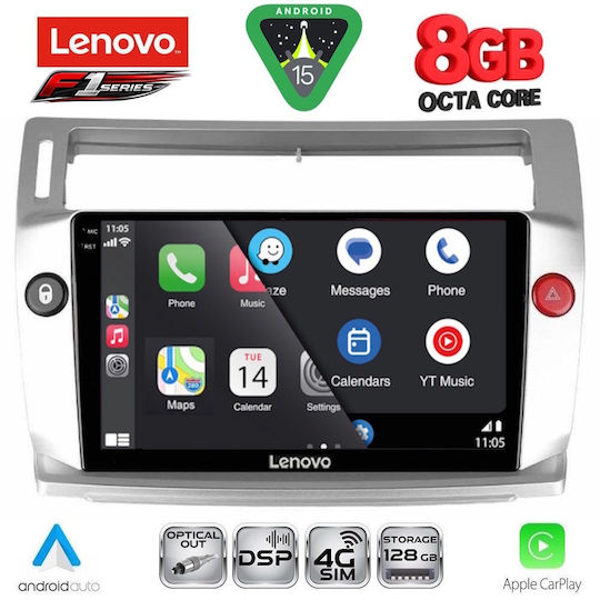 Lenovo Car Audio System for Citroen C4 2004-2011 (Bluetooth/USB/WiFi/GPS/Apple-Carplay/Android-Auto) with Touch Screen 9"