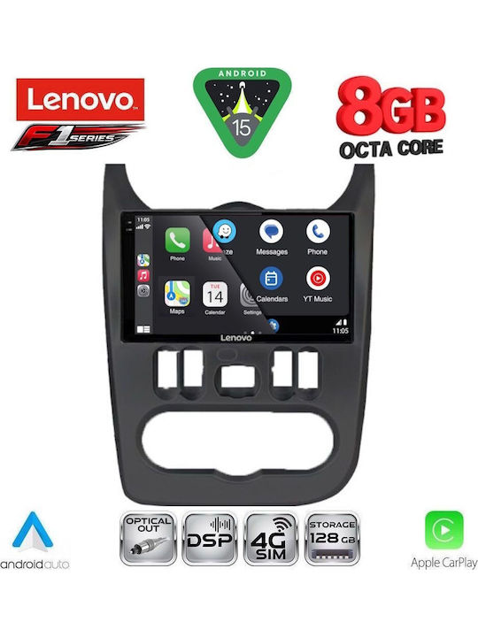 Lenovo Car Audio System for Dacia Duster 2012-2019 (Bluetooth/USB/WiFi/GPS/Apple-Carplay/Android-Auto) with Touch Screen 9"
