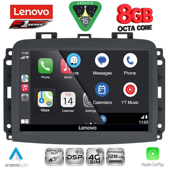 Lenovo Car Audio System for Fiat 500L 2012-2022 (Bluetooth/USB/WiFi/GPS/Apple-Carplay/Android-Auto) with Touch Screen 10"