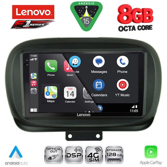 Lenovo Car Audio System for Fiat 500X 2014 (Bluetooth/USB/WiFi/GPS/Apple-Carplay/Android-Auto) with Touch Screen 9"