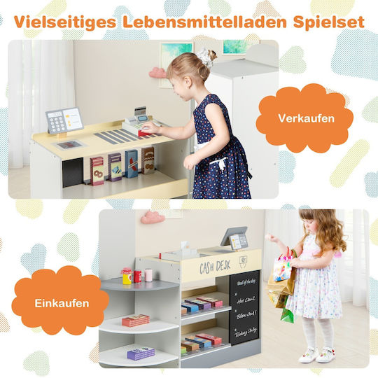 Costway Kids Supermarket Set with Cash Register & Vending Machine & Board