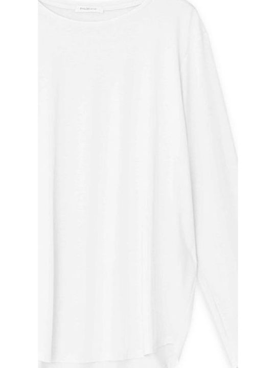 Organic Λευκό White Μακρυμάνικο Γυναικείο Top Λευκό
