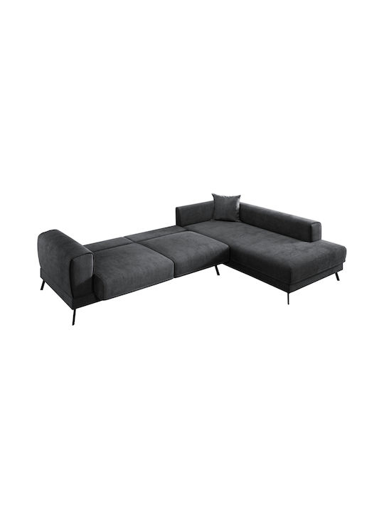 Zenora Colțar Canapea Pat cu Colțul din Dreapta și Spațiu de Depozitare Gri Închis 304x212x80cm