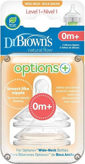 Dr. Brown's Natural Flow Options Level 1 Θηλές από Σιλικόνη Κανονικής Ροής για 0+ μηνών 2τμχ
