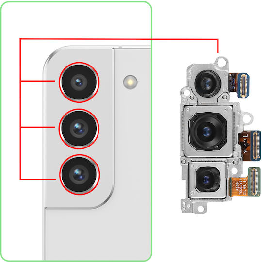 Clappio Modul Complet Foto Cameră Triplu Din Spate Galaxy S22 S22 Plus Negru Argintiu
