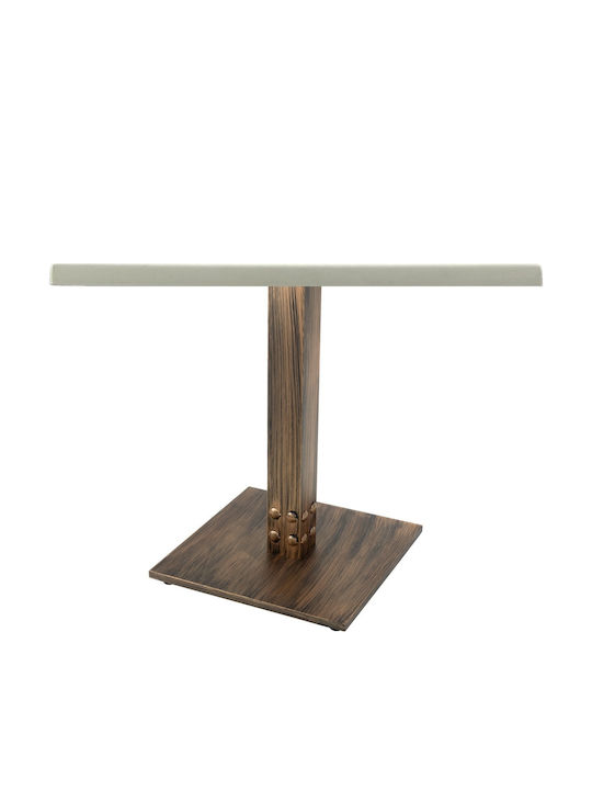 Masă Bar pentru Spații Mici Exterioare Din Lemn cu Ramă Metalică Vintage Antic Bronz 80x80x74 cm