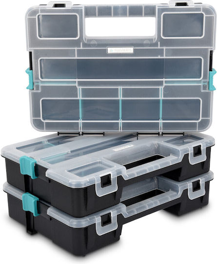 Set 3 Navaris Parts Organizers 31.5x22.5x6.6 Cm Adjustable Dividers Clips Black Plastic