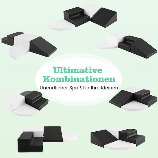 Costway Set of 4 Large Foam Climbing and Play Building Stones Black and White Fh10126wh