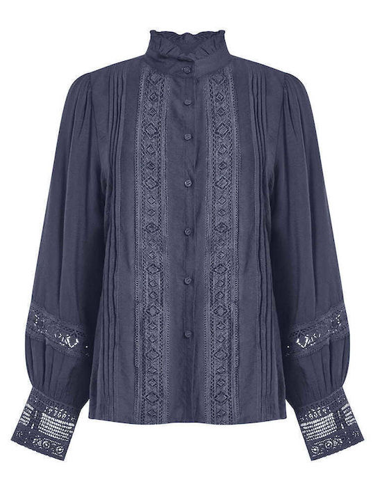 Celestino Women's Shirt Embroidery Dark Blue
