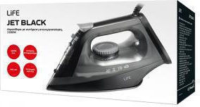 Life Jet Black Steam Iron 2200W with Non-stick Plate