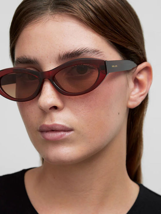 Meller Mara Male Sunglasses with Red Horn-Rimmed Frame and Red Polarized Lens MAR-MAROONGBROWN