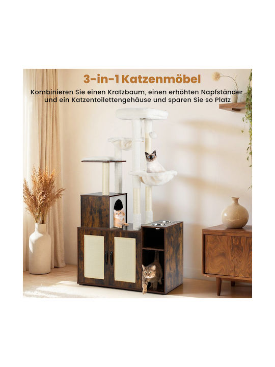 Costway Котешко драскало Дървета за котки Кафяв Подов 161x45x87см.