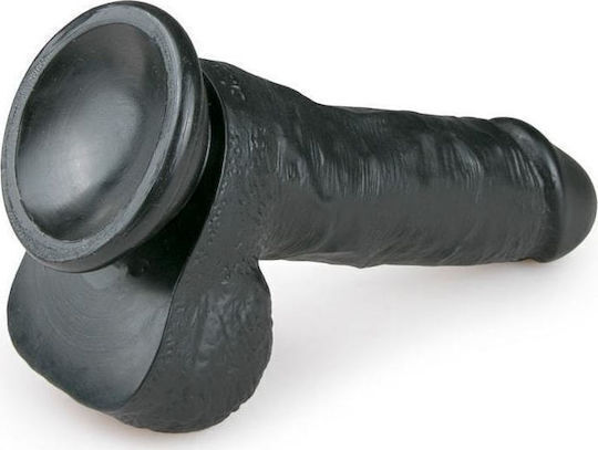 APH Realistic Dildo With Scrotum And Suction Cup Black 17.1cm